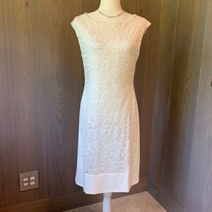 PattyBoutik Lace Overlay Ivory Dress L *NWT*